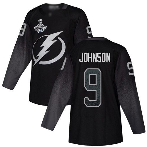 Men Adidas Tampa Bay Lightning #9 Tyler Johnson Black Alternate Authentic 2020 Stanley Cup Champions Stitched NHL Jersey